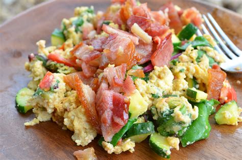 Scrambled Eggs With Bacon And Vegetables Recipe Paleo Plan
