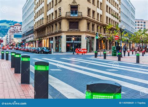 Modern Traffic Lights Posts On Pedestrian Crossing Stock Image Image