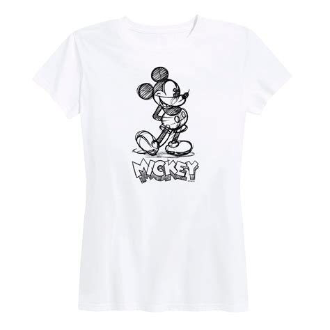 Mickey And Friends Mickey Sketch Womens Short Sleeve Graphic T Shirt