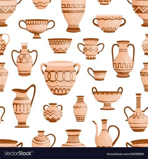 Ancient Greek Clay Pots Vases And Amphoras Vector Image