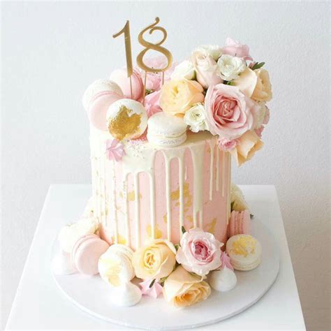 Semi Naked Drip Cake With Fresh Roses And Macarons Soiree Hot Sex Picture
