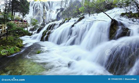 Jiuzhaigou Waterfall Stock Image Image Of Cascade Scenery 199482395