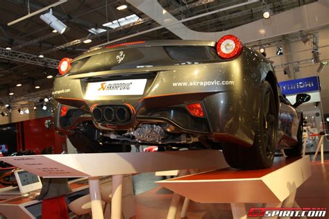 When installing akrapovič aftermarket optional down pipes with sports catalytic converters or without catalytic. Essen 2010: Akrapovic Ferrari 458 Italia - GTspirit