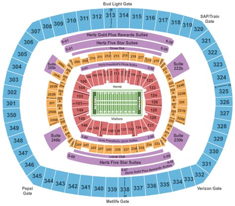 New York Giants Seating Chart Metlife Stadium