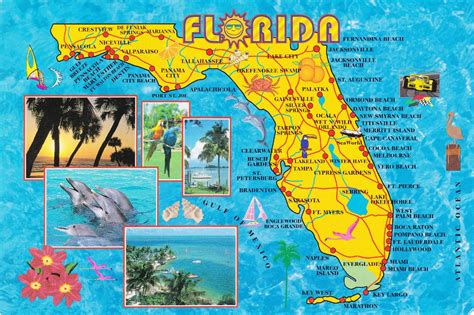 Large Detailed Tourist Map Of Florida State Florida State Usa