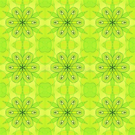 Seamless Regular Floral Pattern Lime Green Stock Illustration