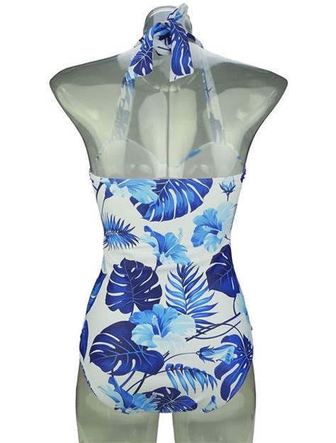 Buy Cocoship Womens 50s Retro Floral Swimsuit Ruching One Piece