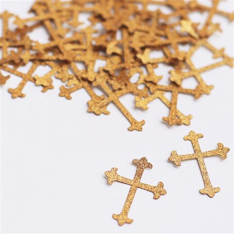 100 Pcs Baptism Decorations Cross Confetti Cross Table Confetti Glitter