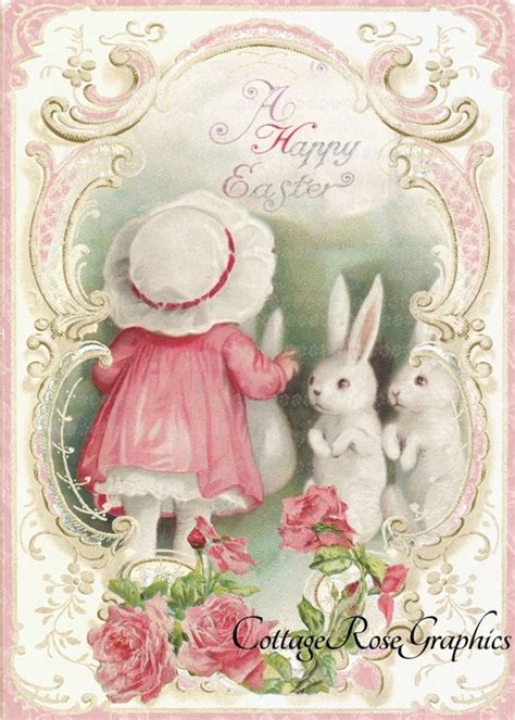 Vintage Happy Easter Bunnies Large Digital Download Ecs Buy 3 Etsy