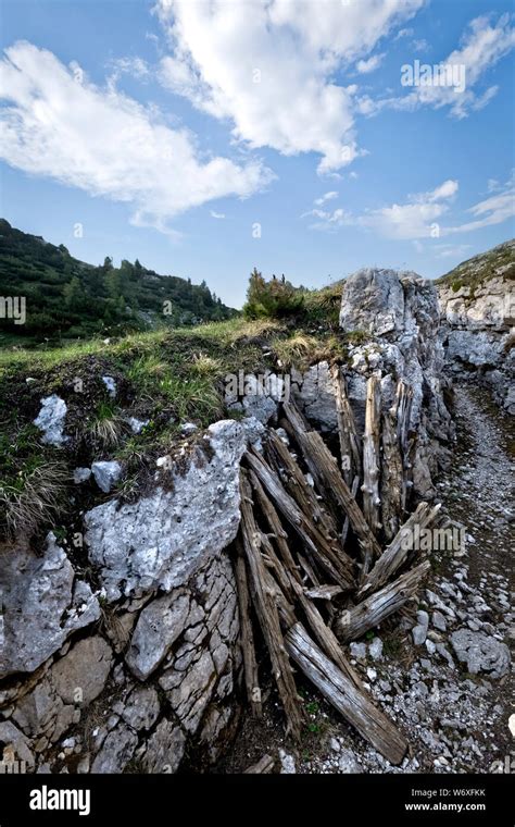 italian trench of the great war at pozzo della scala today it is part of the monumental area of