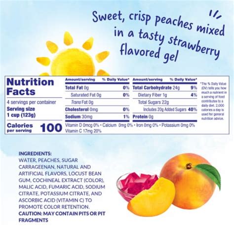 Dole® Fruit Bowls® Peaches In Strawberry Flavored Gel Fruit Cups 4 Ct