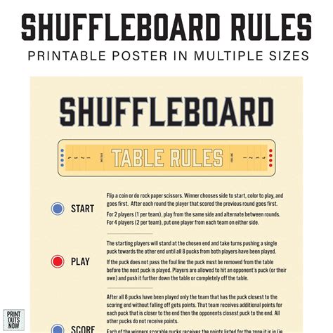 Printable Shuffleboard Table Rules Ready To Hang Frame Etsy