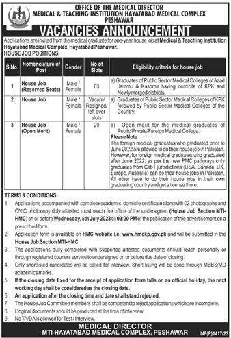 Situation Vacant At Medical Teaching Institution Mti For Male Female