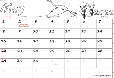 May 2022 United Kingdom Calendar Free Printable Pdf