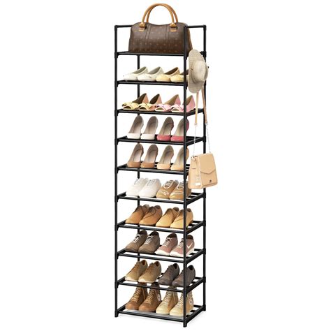 Wexcise Narrow Shoe Rack 10 Tiers Tall Shoe Rack For Entryway 20 24
