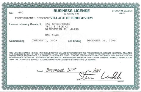 Business License Template Word