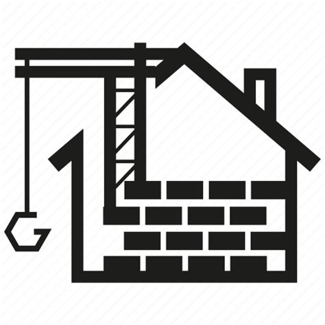 Building Construction Crane Home House Under Construction Icon