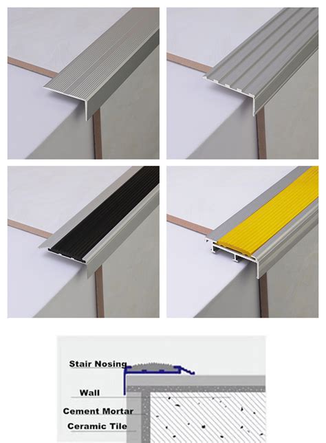 China Anti Slip Ceramic Tile Stair Nosing Aluminum Metal Step Edge Trim China Stair Nosing