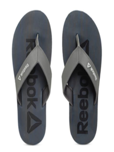 Buy Reebok Men Navy Blue Self Design Thong Flip Flops