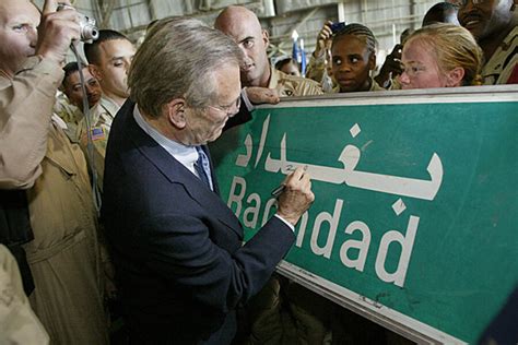 Secretary rumsfeld says saddam hussein's regime is running out of real soldiers and soon all that will be left will be war criminals. mr. Saddam Hussein may have targeted his children - CSMonitor.com
