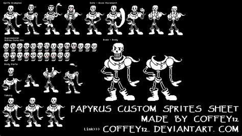 Undertale Papyrus Custom Sprites Sheet By Coffey12 On Deviantart