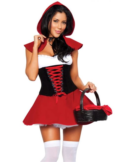 Red Hot Riding Hood Outfit Womens Sexy Fairytale Fancy