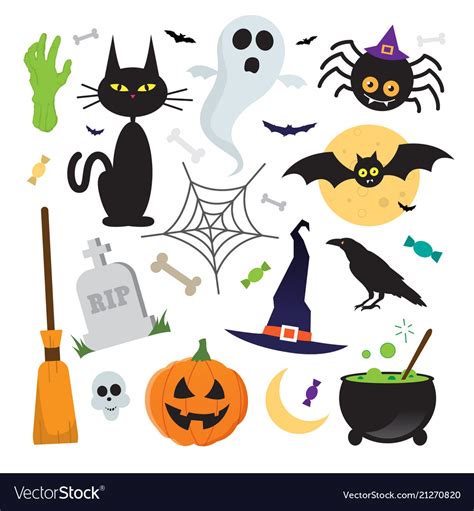 Halloween Elements Icons Set Royalty Free Vector Image