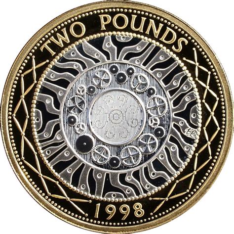 Uk 1998 Silver Proof Standard Two Pound Coin Standing On The
