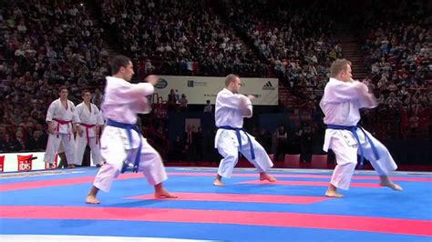 The number of moves in karate forms range mostly from 20 to about 60. Bronze Kata Team France. WKF World Karate Championships 2012 - YouTube