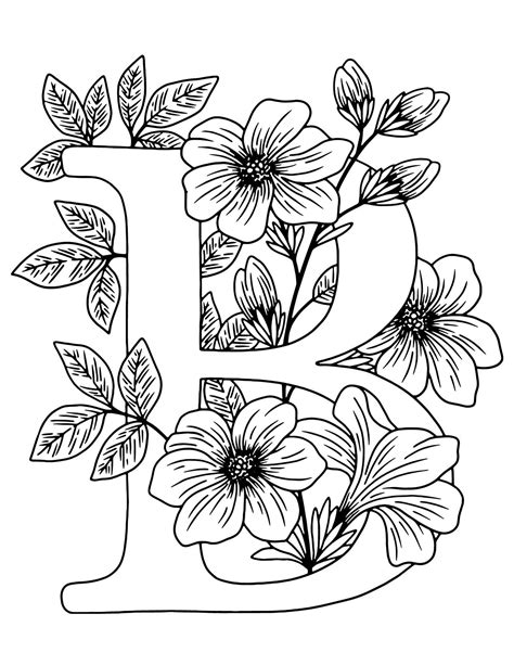 Floral Alphabet Coloring Book Etsy