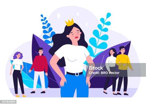 Selfish Girl And Society Flat Vector Illustration Stock Illustration