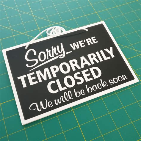 Sorry Were Temporarily Closed 3mm Rigid Hanging Sign Shop Window Door