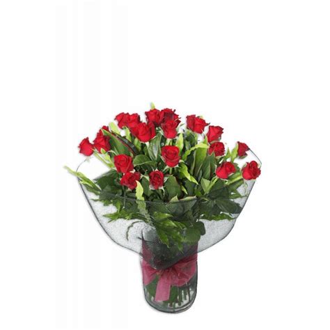 1 Dozen Long Stem Red Roses In Glass Vase