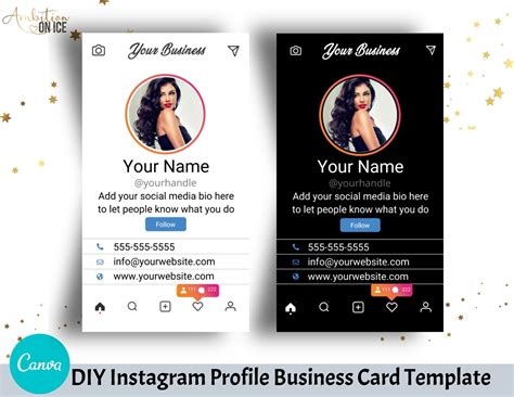 Diy Instagram Profile Business Cards Canva Template Business Etsy