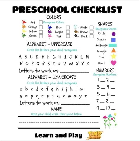 Preschool Checklist Color Worksheets For Preschool Preschool Colors