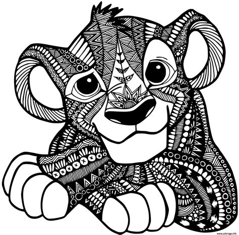 Coloriage Roi Lion Simba Mandala Disney Dessin Mandala Disney à Imprimer