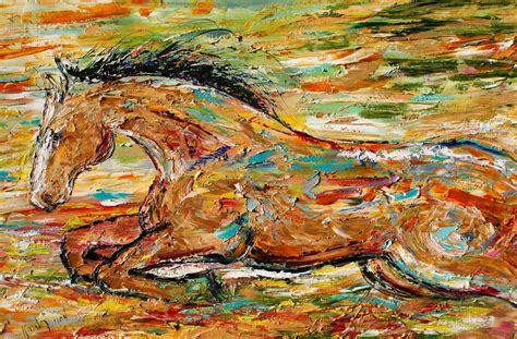 Original Oil Painting Abstract Horse Equine Impressionism