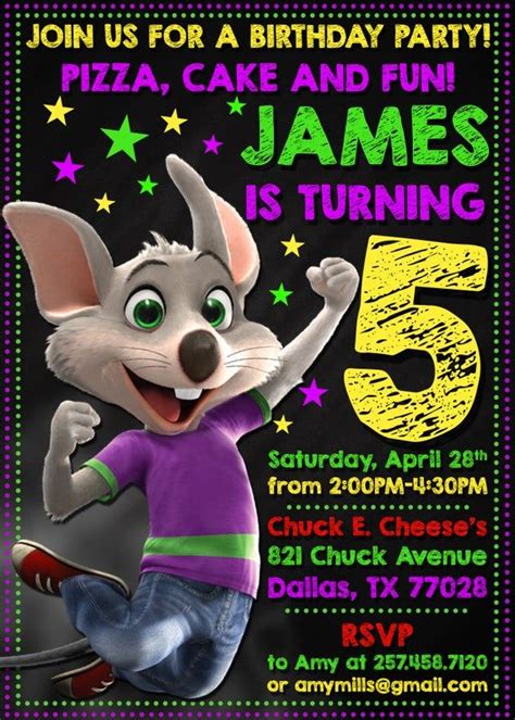 Printable Chuck E Cheese Invitations