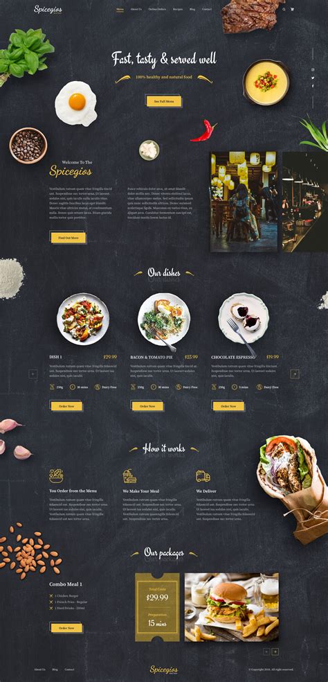 Spicegios Restaurant Landing Page Food Website Design Food Menu