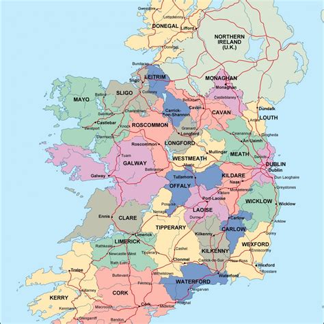 Map Of Ireland Counties And Cities