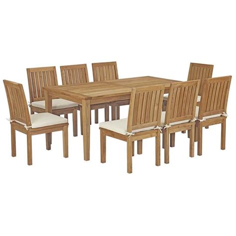 Grade a teak ensures a consistent and beautiful look without knots, discolorations, or other unwanted variations in the material. Modway Marina 9 Piece Outdoor Patio Teak Outdoor Dining ...
