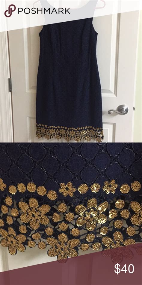Lilly Pulitzer Navy Lace Dress With Sequin Trim Navy Lace Dress Navy