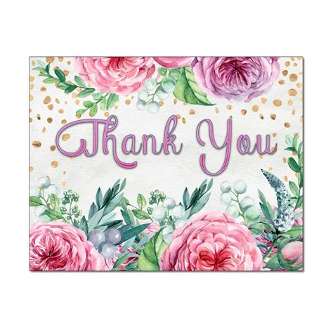 Paper And Party Supplies Greeting Cards Floral Thank You Card Paper Etna