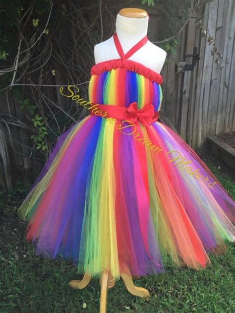 Rainbow Tutu Dress Rainbow Dress Rainbow Flower Girl Dress Rainbow