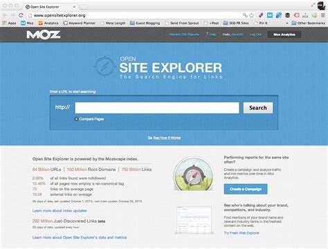 Moz Open Site Explorer Trionds