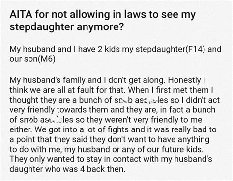 aita for not allowing in laws to see my stepdaughter anymore