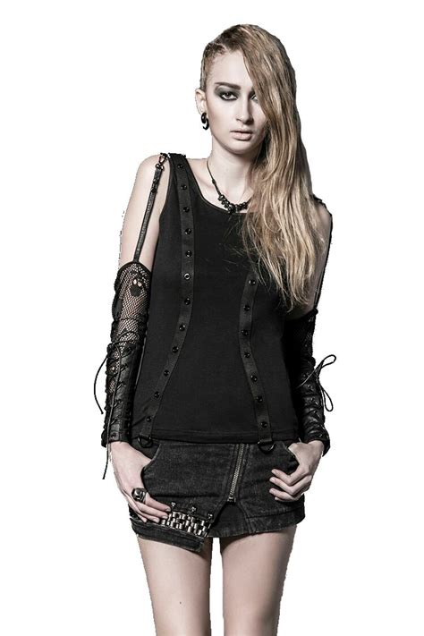 punk black tees spicing elastic mesh sleeve t shirt with skeleton women gothic cotton t shirt