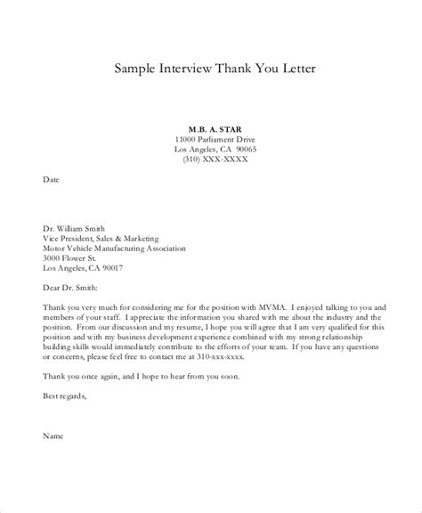 Job applicants who have completed an interview with a prospective employer often. FREE 7+ Sample Thank You Letter After Interview in PDF