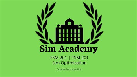 Sim Academy Fsmtsm 201 Sim Optimization Course Introduction Youtube