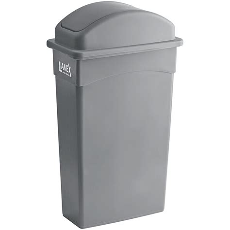 Lavex 23 Gallon Gray Slim Rectangular Trash Can With Dome Swing Lid